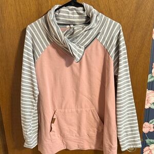 Maurices Pink and Gray Cowl Neck Sweater